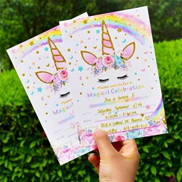 Unicorn Gifts for Girls 4 Pack Unicorn Stuff Girls Gift bags- Unicorn Drawstring Backpack/Rainbow Makeup Bag/Pocket Purse/Unicorn Gift Card