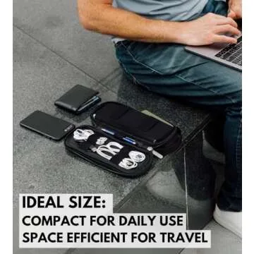 Electronic Organizer Travel Case for Charger, Power Bank. Tech Pouch for Cord, SSD, Adapter, USB C Hub. Tech Bag Organiser for Cable, Laptop, MacBook Accessories. Estuche para Cables y Cargadores