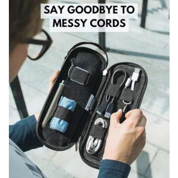 Electronic Organizer Travel Case for Charger, Power Bank. Tech Pouch for Cord, SSD, Adapter, USB C Hub. Tech Bag Organiser for Cable, Laptop, MacBook Accessories. Estuche para Cables y Cargadores