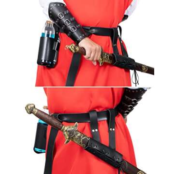 Medieval Knight Leather Belt Shawl Men Renaissance Half Shoulder Cape Scarf Buckle Bracers Retro Mag...