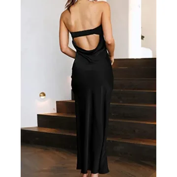 Realtix Elegant Strapless Maxi Dress for Women