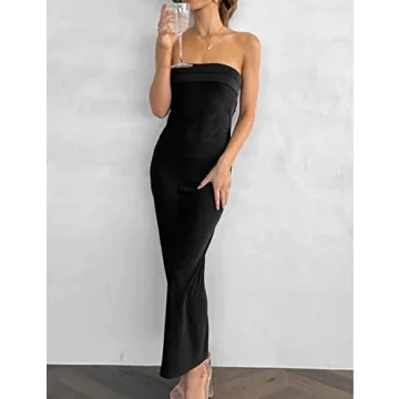 Realtix Elegant Strapless Maxi Dress for Women