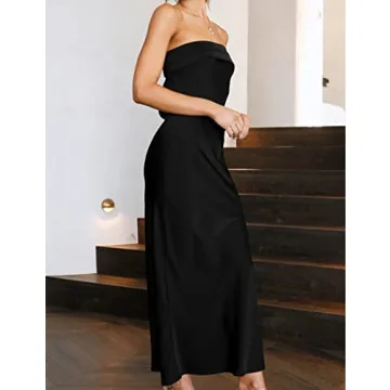 Realtix Elegant Strapless Maxi Dress for Women