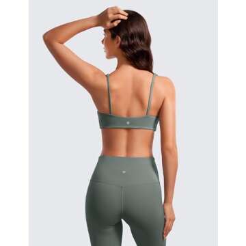 CRZ YOGA Butterluxe Spaghetti Strap Sports Bras for Women - Square Neck Yoga Wireless Low Coverage P...