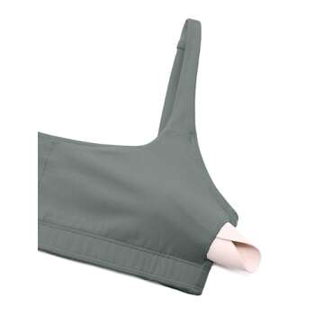 CRZ YOGA Butterluxe Spaghetti Strap Sports Bras for Women - Square Neck Yoga Wireless Low Coverage Padded Cami Crop Top Grey Sage Medium