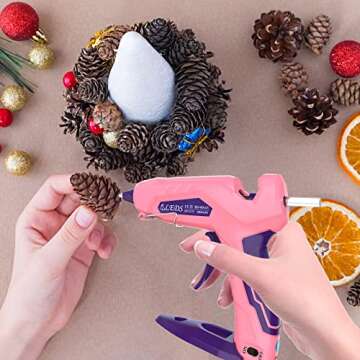 Cordless Glue Gun, BLEDS Rechargeable Fast Preheating Hot Glue Gun Kit with 2900 mAh Li-ion Battery 30 Pcs Colorful Glue Sticks Stand-Up Mini Hot Glue Gun No-Drip USB-C for DIY Gift Craft Decor