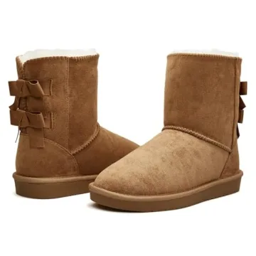 BlackTwig Women's Stylish & Cozy Winter Snow Boots – Faux Suede Slip-On with Plush Lining