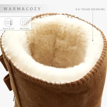 BlackTwig Women's Cozy Faux Suede Winter Snow Boots Slip-On