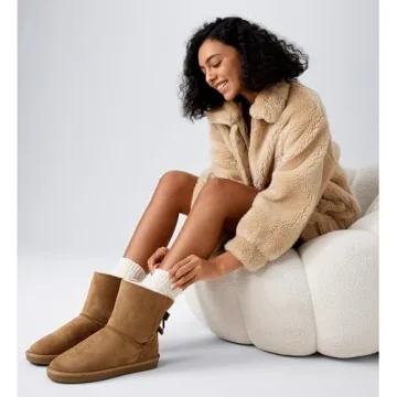 BlackTwig Women's Cozy Faux Suede Winter Snow Boots Slip-On