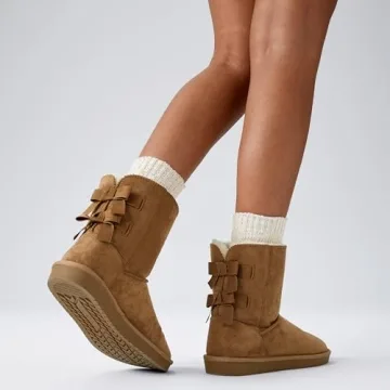 BlackTwig Women's Cozy Faux Suede Winter Snow Boots Slip-On