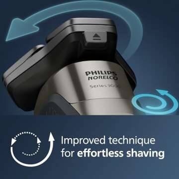 Philips Norelco 9400 Rechargeable Wet/Dry Electric Shaver with SenseIQ and Comfort Glide Ring Technology, Battery Powered, Silver, S9502/83