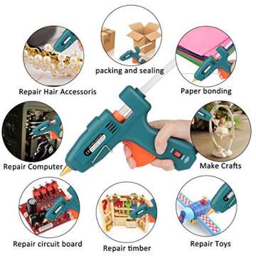 Hot Glue Gun, WEIO Full Size (Not Mini) 60/100W Dual Power Hot Melt Glue Heavy Duty High Temp Melt Glue Gun Kit with 15 Pcs Premium Glue Sticks for Arts, Craft Projects &Sealing Finger Cap