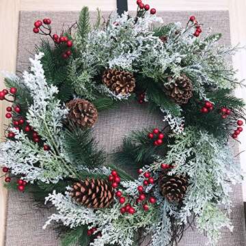 6 Pack Snowy Artificial Cedar Picks Stems Frosted Faux Cedar Spray Christmas Cedar Greenery Branches for Holiday Season Floral Arrangement Centerpiece Winter Wedding Decorations 20" Tall