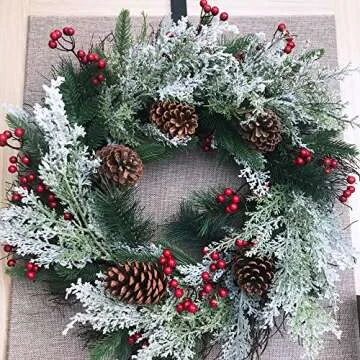 6 Pack Snowy Artificial Cedar Picks Stems Frosted Faux Cedar Spray Christmas Cedar Greenery Branches for Holiday Season Floral Arrangement Centerpiece Winter Wedding Decorations 20" Tall