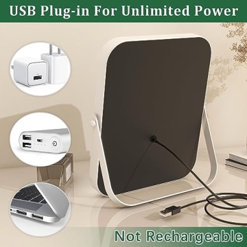 ROLOVE 8"x10" Lighted Vanity Mirror, Makeup Mirror with Light, Dimmable Touch Screen, Portable Travel Mirror with U-Shaped Bracket, Cosmetic Mirror with Lights for Makeup Desk ＆ Dressing Room