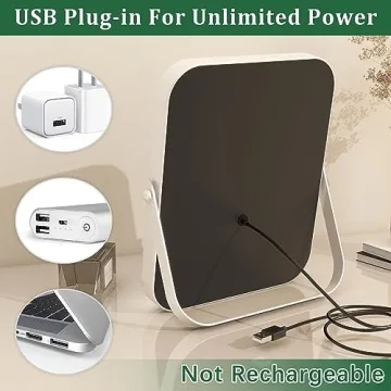 ROLOVE 8"x10" Lighted Vanity Mirror, Makeup Mirror with Light, Dimmable Touch Screen, Portable Travel Mirror with U-Shaped Bracket, Cosmetic Mirror with Lights for Makeup Desk ＆ Dressing Room