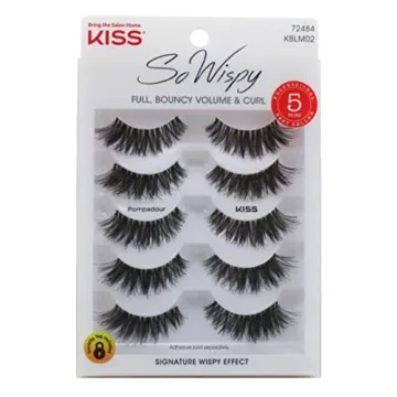 Kiss So Wispy Pompadour Lashes 5 Pairs Pack of 2 for Natural Look
