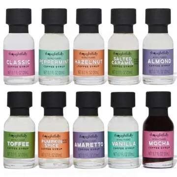 Coffee Syrup Sampler Gift Set with 10 Flavors for Coffee Lovers
