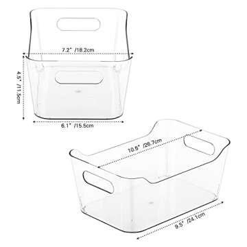 Tiawudi 12 Pack Plastic Storage Bins, Multi-Use Organizer Bins, Pantry Organizer, Clear Storage Containers, Bins for Home & Kitchen