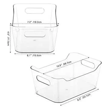 Tiawudi 12 Pack Plastic Storage Bins, Multi-Use Organizer Bins, Pantry Organizer, Clear Storage Containers, Bins for Home & Kitchen