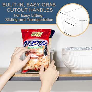 Tiawudi 12 Pack Plastic Storage Bins, Multi-Use Organizer Bins, Pantry Organizer, Clear Storage Containers, Bins for Home & Kitchen