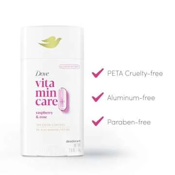 Dove VitaminCare+ Aluminum Free Deodorant Raspberry & Rose