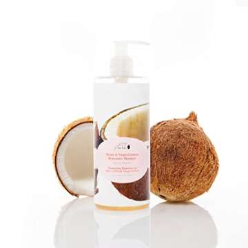 100% PURE Honey & Virgin Coconut Restorative Shampoo & Cleansing Detox Helps Restore Damaged Hair, Replenish Moisture & Body Healthy Hair Growth for Women & Men - Sulfate Free - 13 Fl Oz