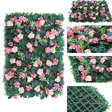 TRIEtree Artificial Flowers Wall Decoration 23.6 x 15.7 Artificial Flower Wall Panels Flower Mat Wal...
