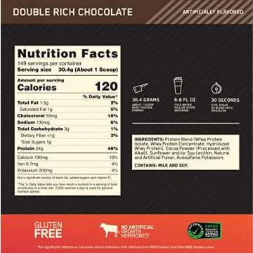 Optimum Nutrition Gold Standard 100% Whey Protein Powder, Double Rich Chocolate, 10 Pound (Packaging May Vary)