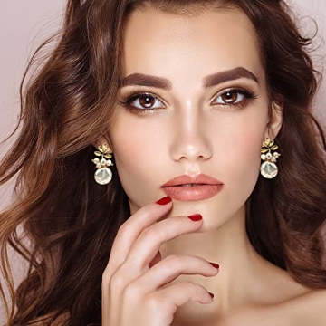 Zqhhyy 18K Gold Baroque Pearl Drop Earrings for Women