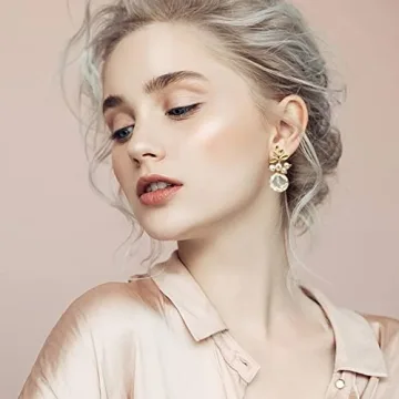 Zqhhyy 18K Gold Baroque Pearl Drop Earrings for Women