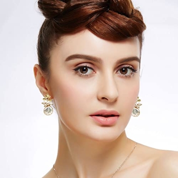 Zqhhyy 18K Gold Baroque Pearl Drop Earrings for Women