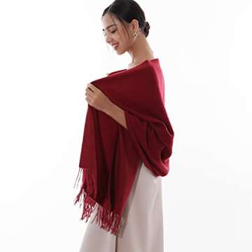 RIIQIICHY Burgundy Winter Scarf for Women - Luxurious Pashmina Shawl Wraps
