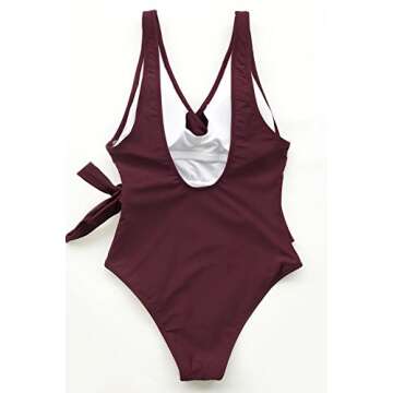 CUPSHE Women's Wrap One Piece Swimsuit self Tie Tummy Control High Cut Bathing Suit, M