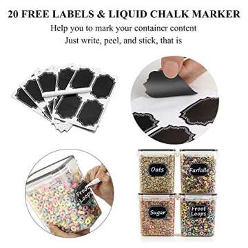 Wildone Airtight Food Storage Containers, Cereal & Dry Food Storage Container Set of 16 [1.6L /1.5qt] for Sugar, Flour and Baking Supplies, Leak-proof & BPA Free, with 20 Labels & 1 Marker