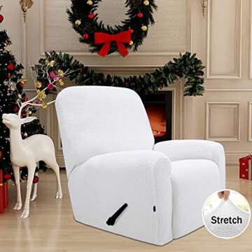 Easy-Going Recliner Stretch Sofa Slipcover Sofa Cover 4-Pieces Furniture Protector Couch Soft with E...