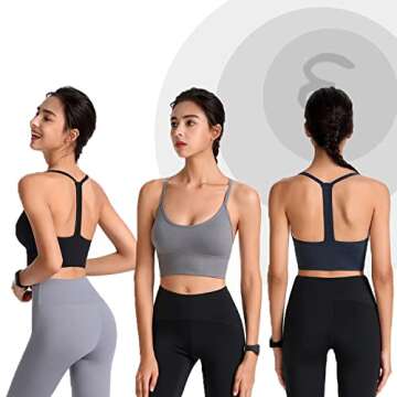 Evercute Racerback Sports Bras Padded Y Racer Back Cropped Bras for Yoga Workout Fitness Low Impact