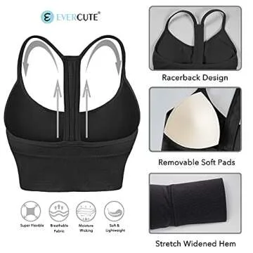 Evercute Racerback Sports Bras Padded Y Racer Back Cropped Bras for Yoga Workout Fitness Low Impact