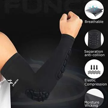 HOPEFORTH 2PCS Padded Elbow Forearm Sleeves Compression Arm Protective Support