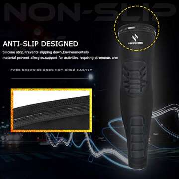 HOPEFORTH 2PCS Padded Elbow Forearm Sleeves Compression Arm Protective Support