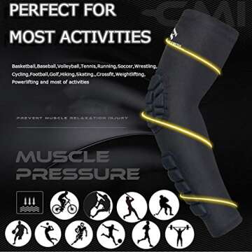 HOPEFORTH 2PCS Padded Elbow Forearm Sleeves Compression Arm Protective Support