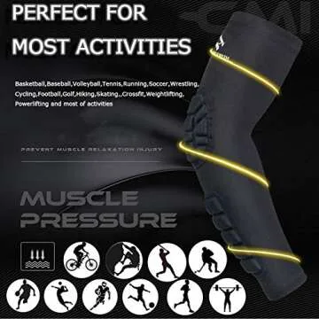 HOPEFORTH 2PCS Padded Elbow Forearm Sleeves Compression Arm Protective Support