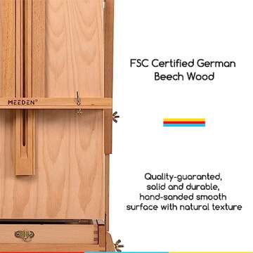 MEEDEN French Easel, Large Sketchbox Easel - Foldable Portable Beechwood Field Art Easel with Drawer, Palette & Metal Tray for Professionals, Artists & Hobbyists Painting on the Go, Hold Canvas to 34"