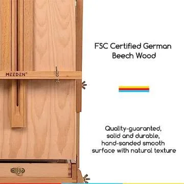 MEEDEN French Easel, Large Sketchbox Easel - Foldable Portable Beechwood Field Art Easel with Drawer, Palette & Metal Tray for Professionals, Artists & Hobbyists Painting on the Go, Hold Canvas to 34"