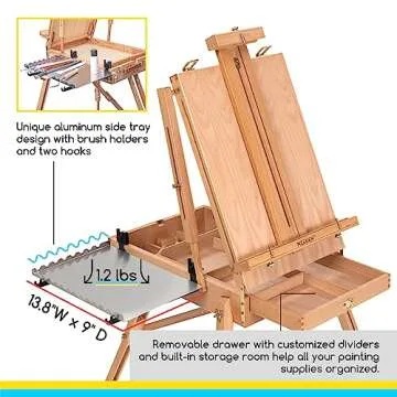 MEEDEN French Easel, Large Sketchbox Easel - Foldable Portable Beechwood Field Art Easel with Drawer, Palette & Metal Tray for Professionals, Artists & Hobbyists Painting on the Go, Hold Canvas to 34"