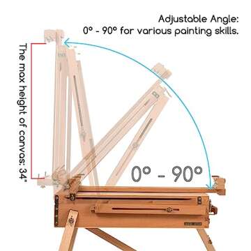 MEEDEN French Easel, Large Sketchbox Easel - Foldable Portable Beechwood Field Art Easel with Drawer, Palette & Metal Tray for Professionals, Artists & Hobbyists Painting on the Go, Hold Canvas to 34"