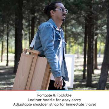 MEEDEN French Easel, Large Sketchbox Easel - Foldable Portable Beechwood Field Art Easel with Drawer, Palette & Metal Tray for Professionals, Artists & Hobbyists Painting on the Go, Hold Canvas to 34"