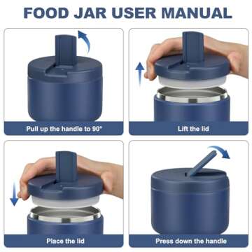 LOHASOK 12oz Kids Soup Thermo for Hot Food Insulated Vacuum Food Jar with Buckle Lid, Stainless Stee...