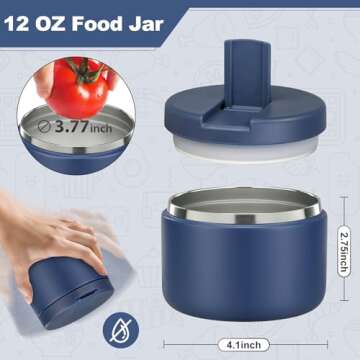 LOHASOK 12oz Kids Soup Thermo for Hot Food Insulated Vacuum Food Jar with Buckle Lid, Stainless Steel Wide Mouth Leak Proof Lunch Container for School Travel-Blue