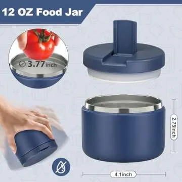 LOHASOK 12oz Kids Soup Thermo for Hot Food Insulated Vacuum Food Jar with Buckle Lid, Stainless Steel Wide Mouth Leak Proof Lunch Container for School Travel-Blue